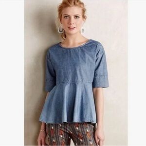 Anthropologie Adriano Goldshmied denim peplum top